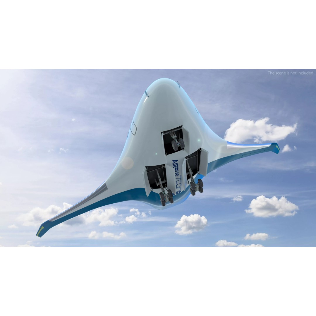 Airbus ZEROe Blended-Wing Body 3D Model – Rigged Aircraft for Animation - View 11