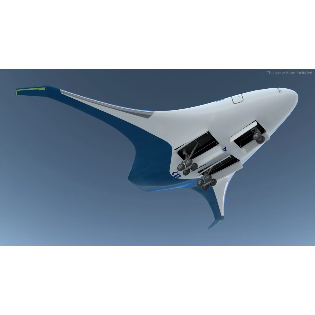 Airbus ZEROe Blended-Wing Body 3D Model – Rigged Aircraft for Animation - View 12