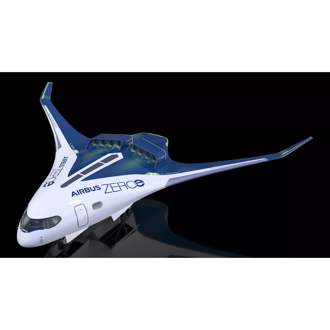 Airbus ZEROe Blended-Wing Body 3D Model – Rigged Aircraft for Animation - View 2