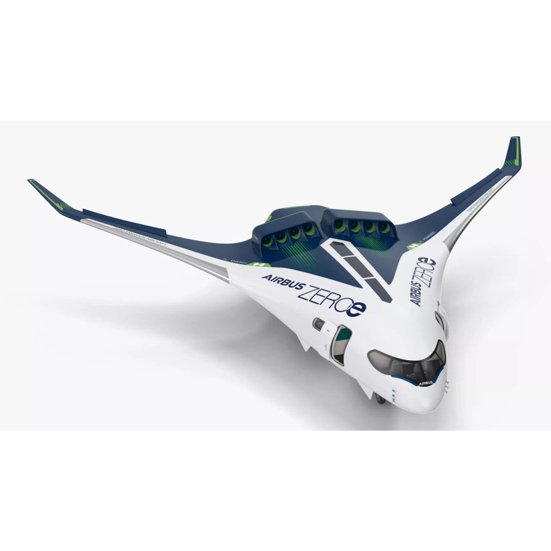 Airbus ZEROe Blended-Wing Body 3D Model – Rigged Aircraft for Animation - View 24