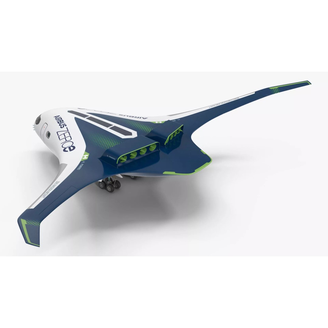 Airbus ZEROe Blended-Wing Body 3D Model – Rigged Aircraft for Animation - View 25