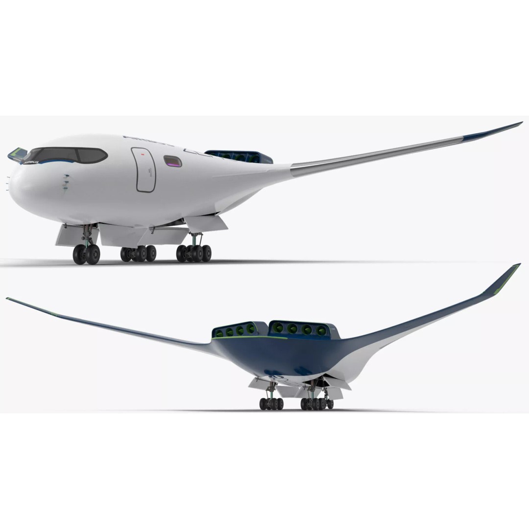 Airbus ZEROe Blended-Wing Body 3D Model – Rigged Aircraft for Animation - View 29