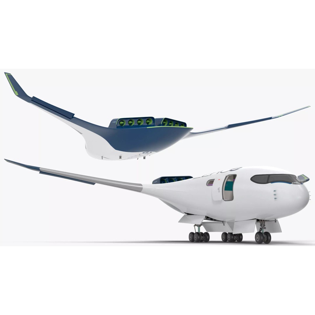 Airbus ZEROe Blended-Wing Body 3D Model – Rigged Aircraft for Animation - View 30