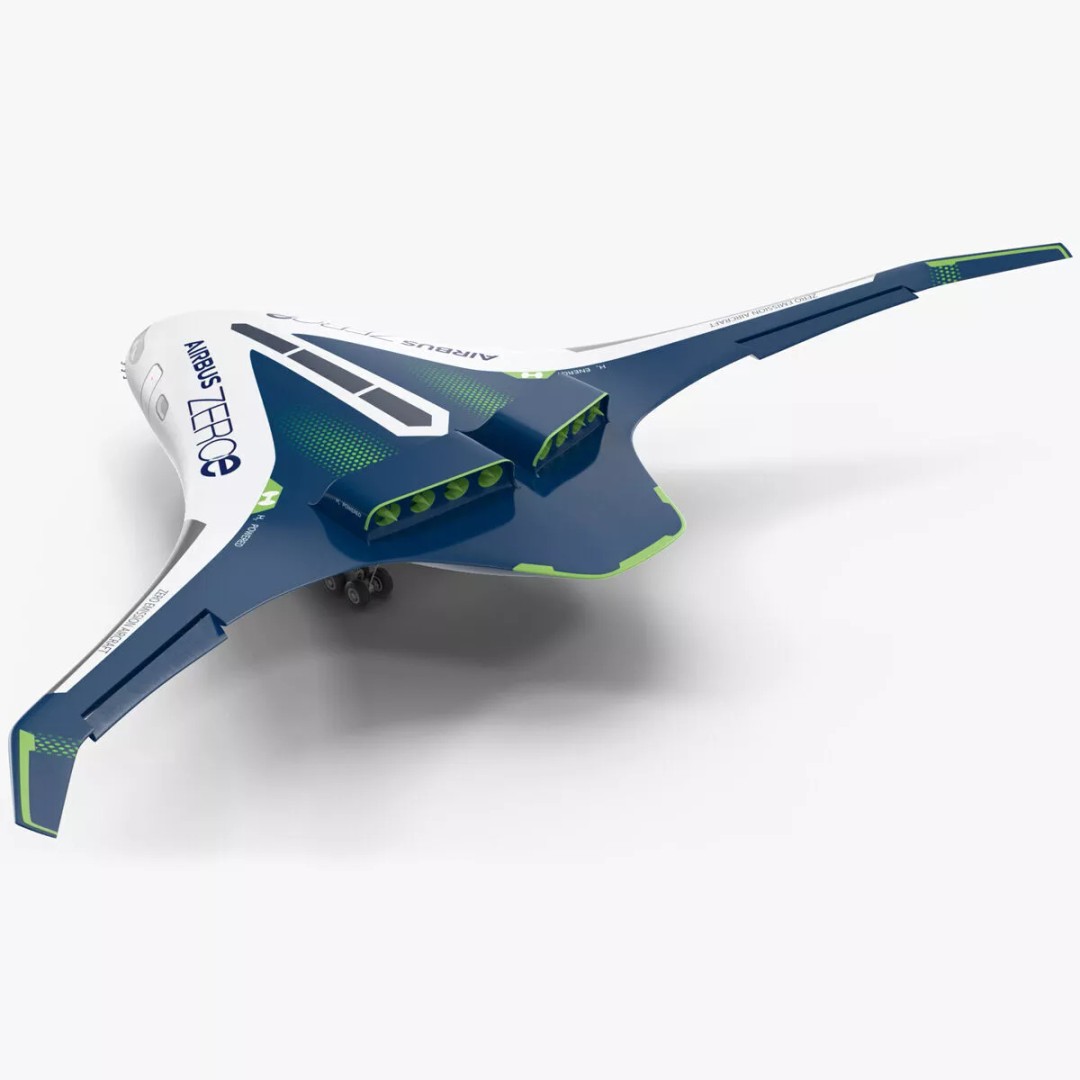 Airbus ZEROe Blended-Wing Body 3D Model – Rigged Aircraft for Animation - View 4
