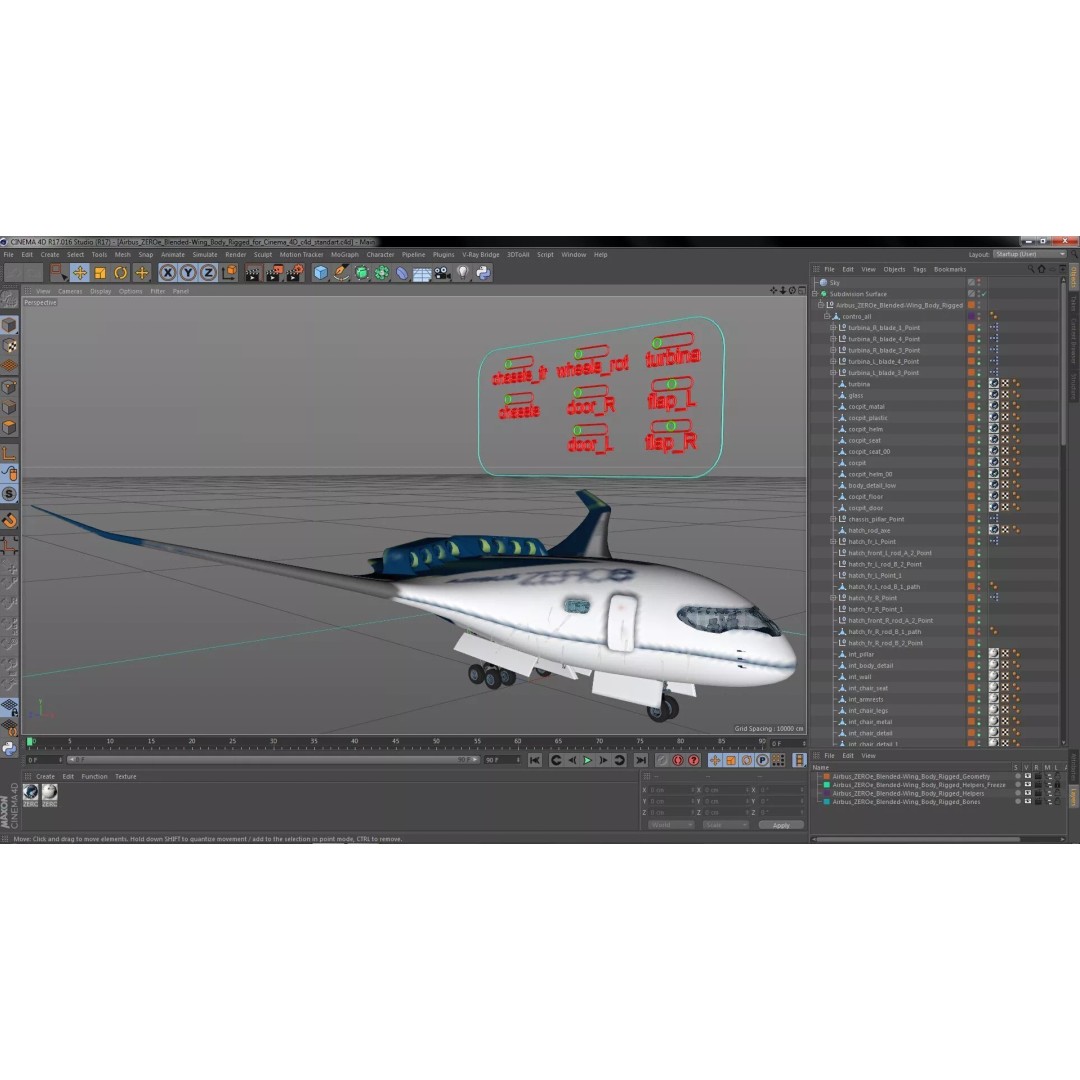 Airbus ZEROe Blended-Wing Body 3D Model – Rigged Aircraft for Animation - View 43