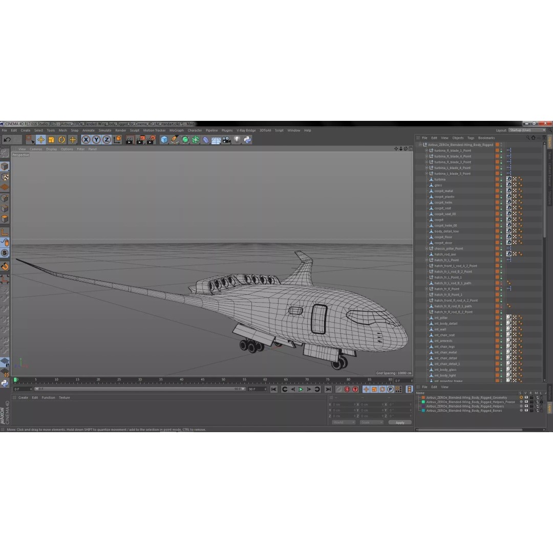 Airbus ZEROe Blended-Wing Body 3D Model – Rigged Aircraft for Animation - View 45