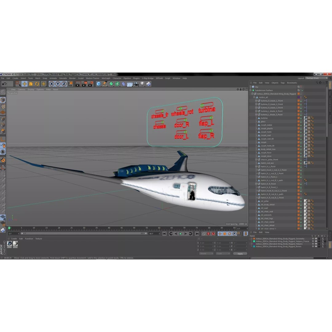 Airbus ZEROe Blended-Wing Body 3D Model – Rigged Aircraft for Animation - View 47