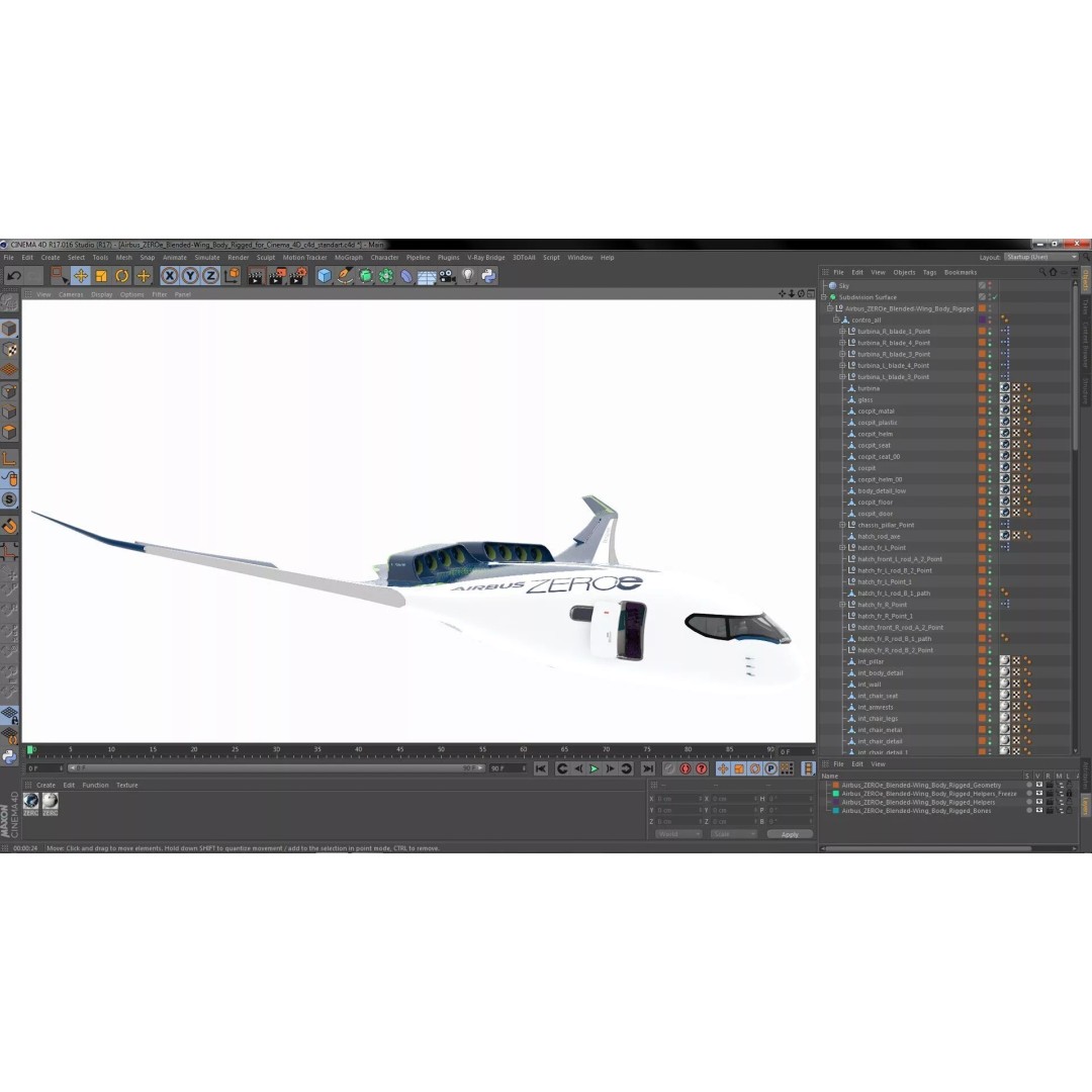 Airbus ZEROe Blended-Wing Body 3D Model – Rigged Aircraft for Animation - View 48