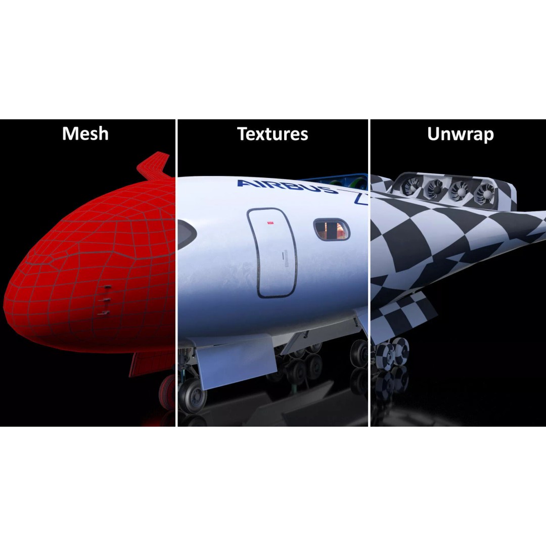 Airbus ZEROe Blended-Wing Body 3D Model – Rigged Aircraft for Animation - View 49