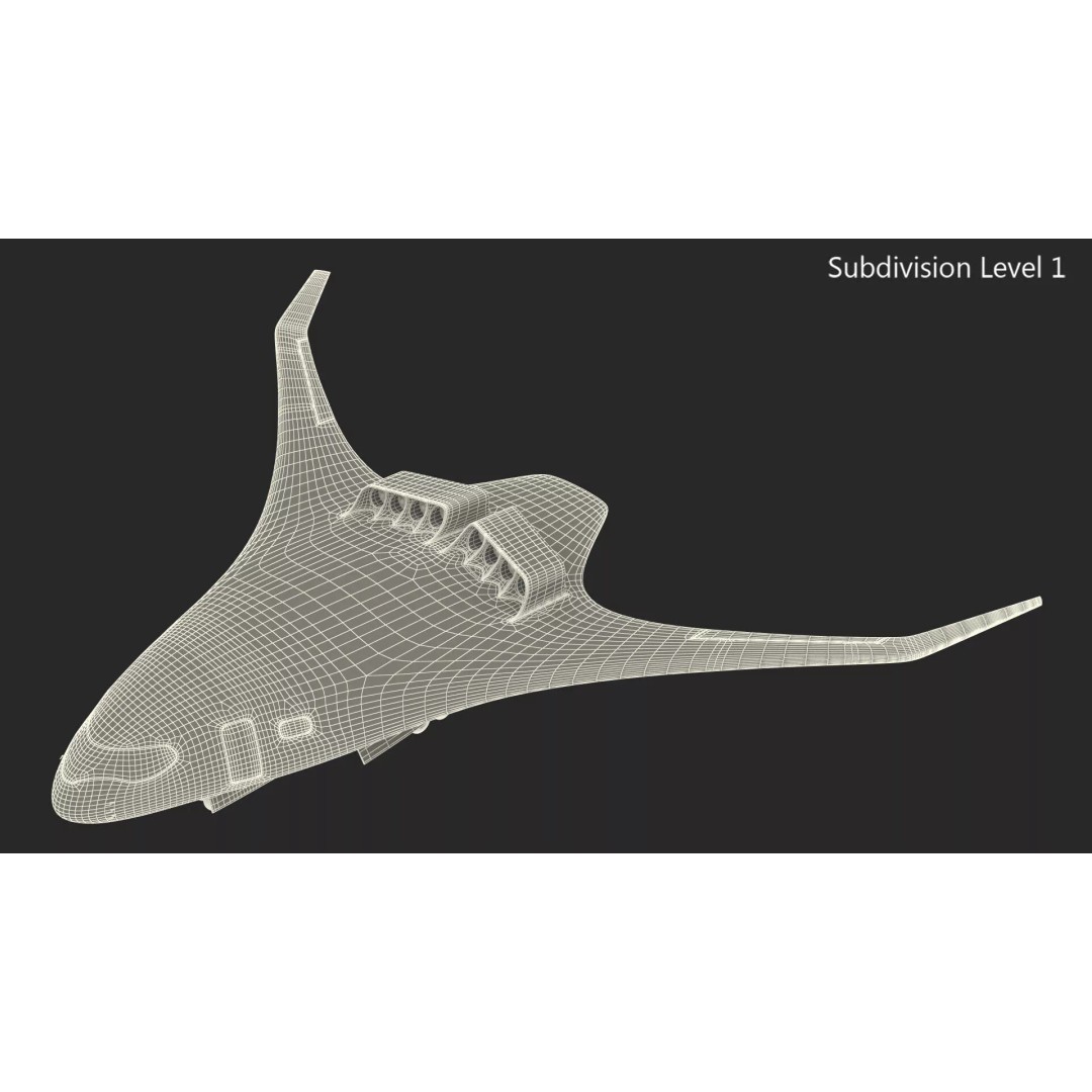 Airbus ZEROe Blended-Wing Body 3D Model – Rigged Aircraft for Animation - View 51