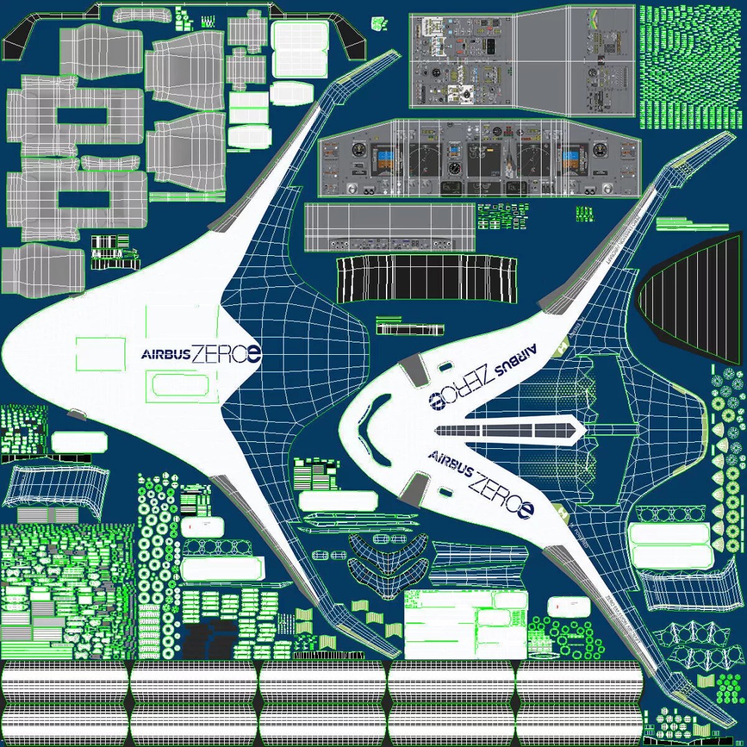 Airbus ZEROe Blended-Wing Body 3D Model – Rigged Aircraft for Animation - View 54