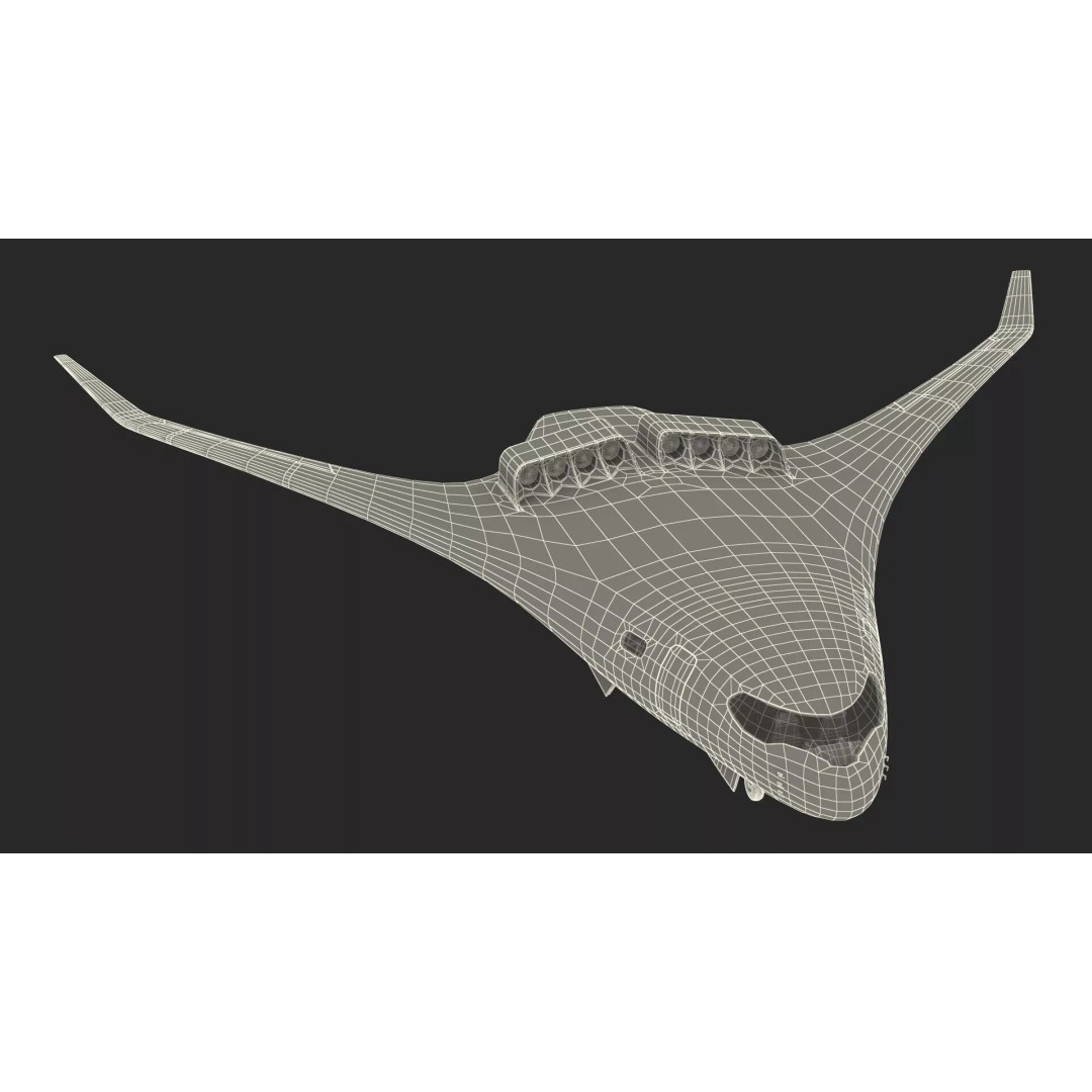 Airbus ZEROe Blended-Wing Body 3D Model – Rigged Aircraft for Animation - View 55