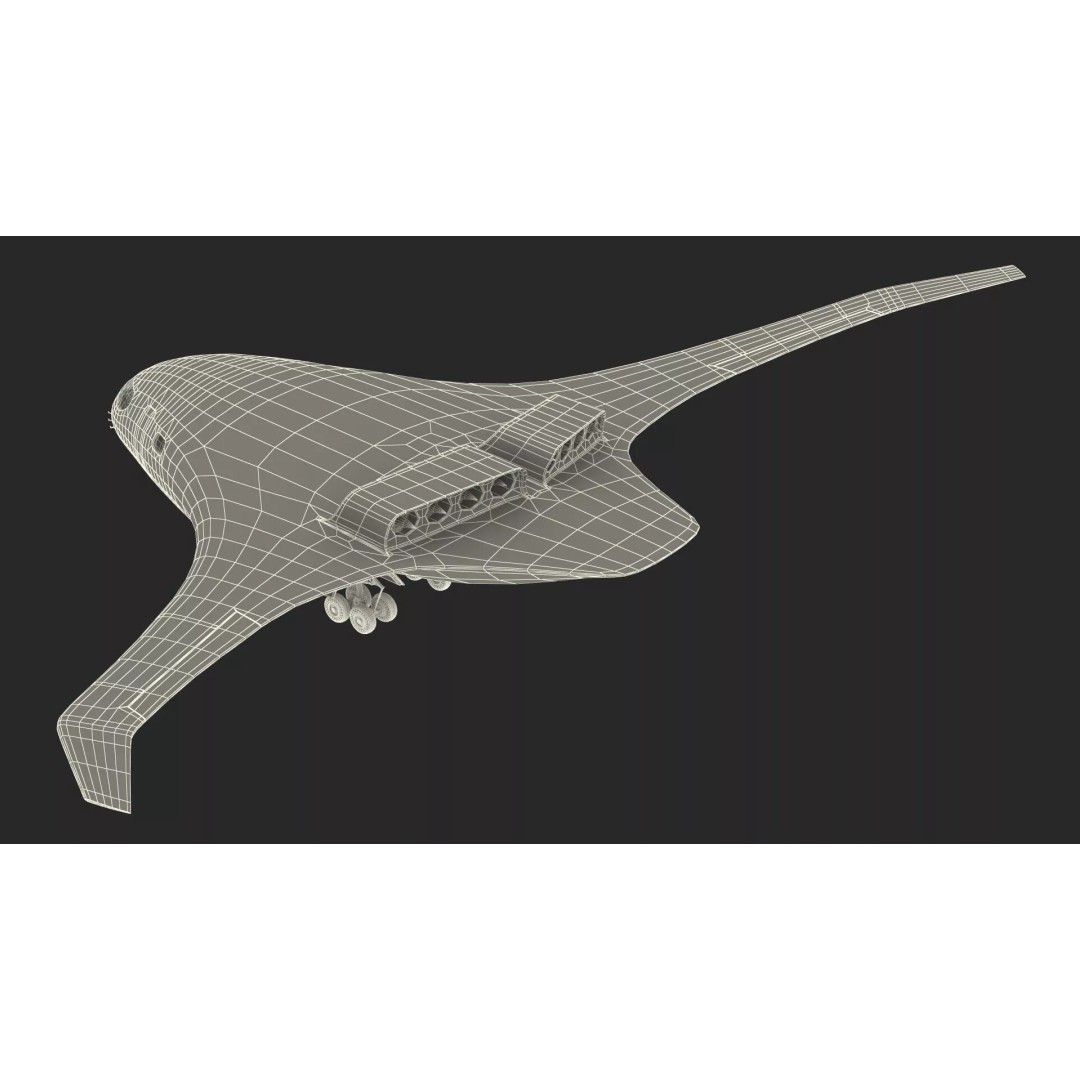 Airbus ZEROe Blended-Wing Body 3D Model – Rigged Aircraft for Animation - View 56