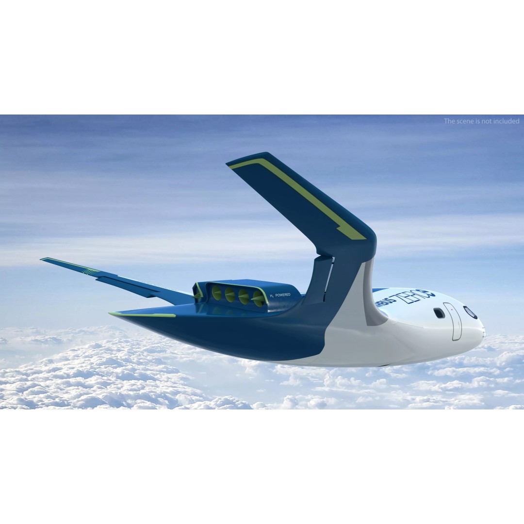 Airbus ZEROe Blended-Wing Body 3D Model – Rigged Aircraft for Animation - View 8
