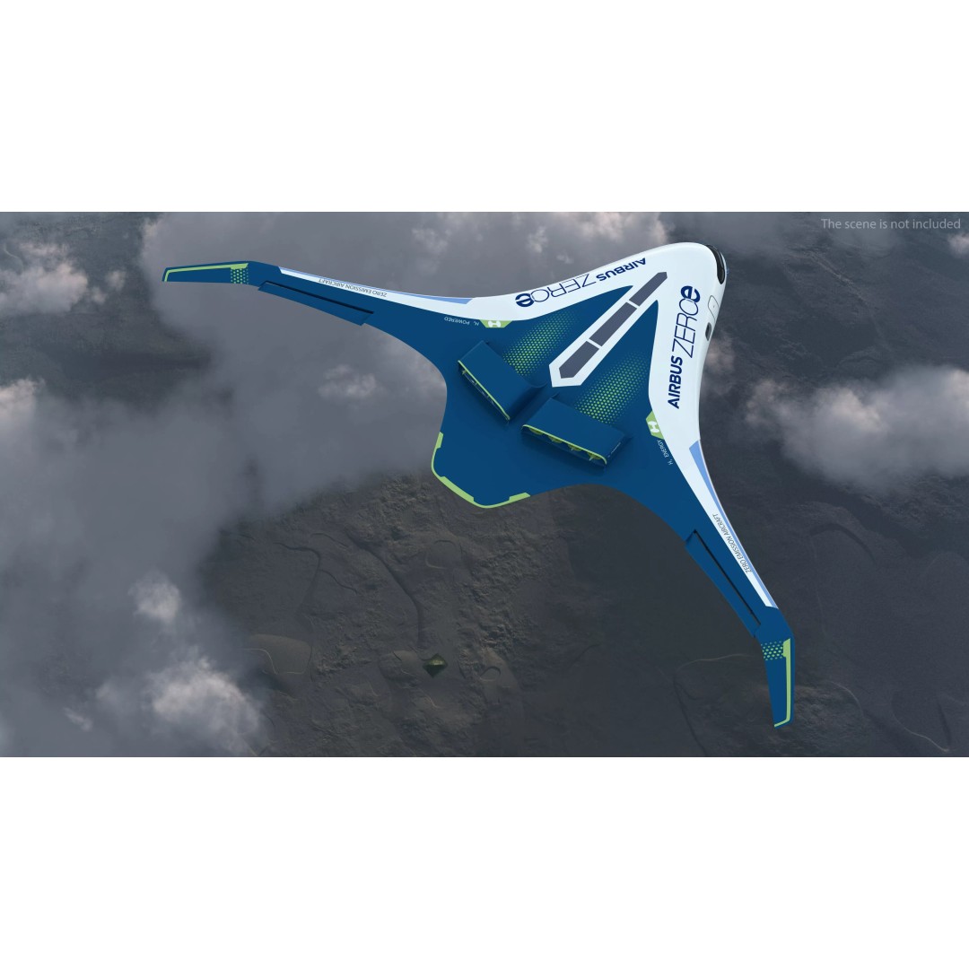 Airbus ZEROe Blended-Wing Body 3D Model – Rigged Aircraft for Animation - View 9