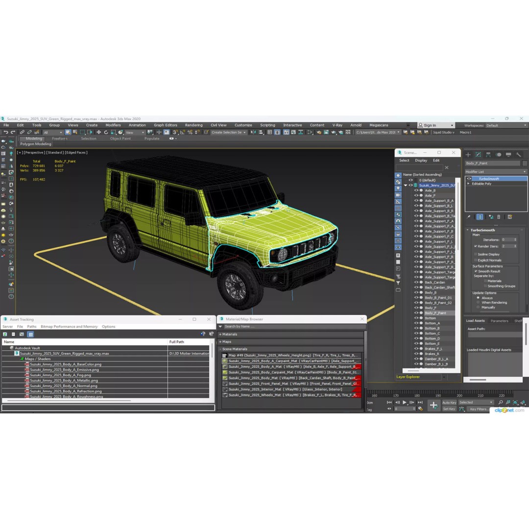 Suzuki Jimny 3D Model – Rigged Compact SUV with PBR Textures - View 33