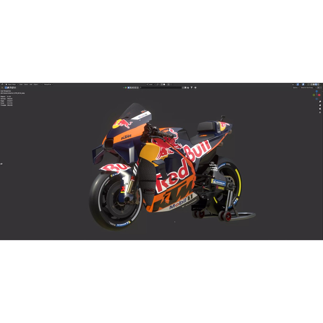 MotoGP KTM RC16 2023 3D Model – High Poly PBR Vehicle Asset, FBX/Blender - View 33