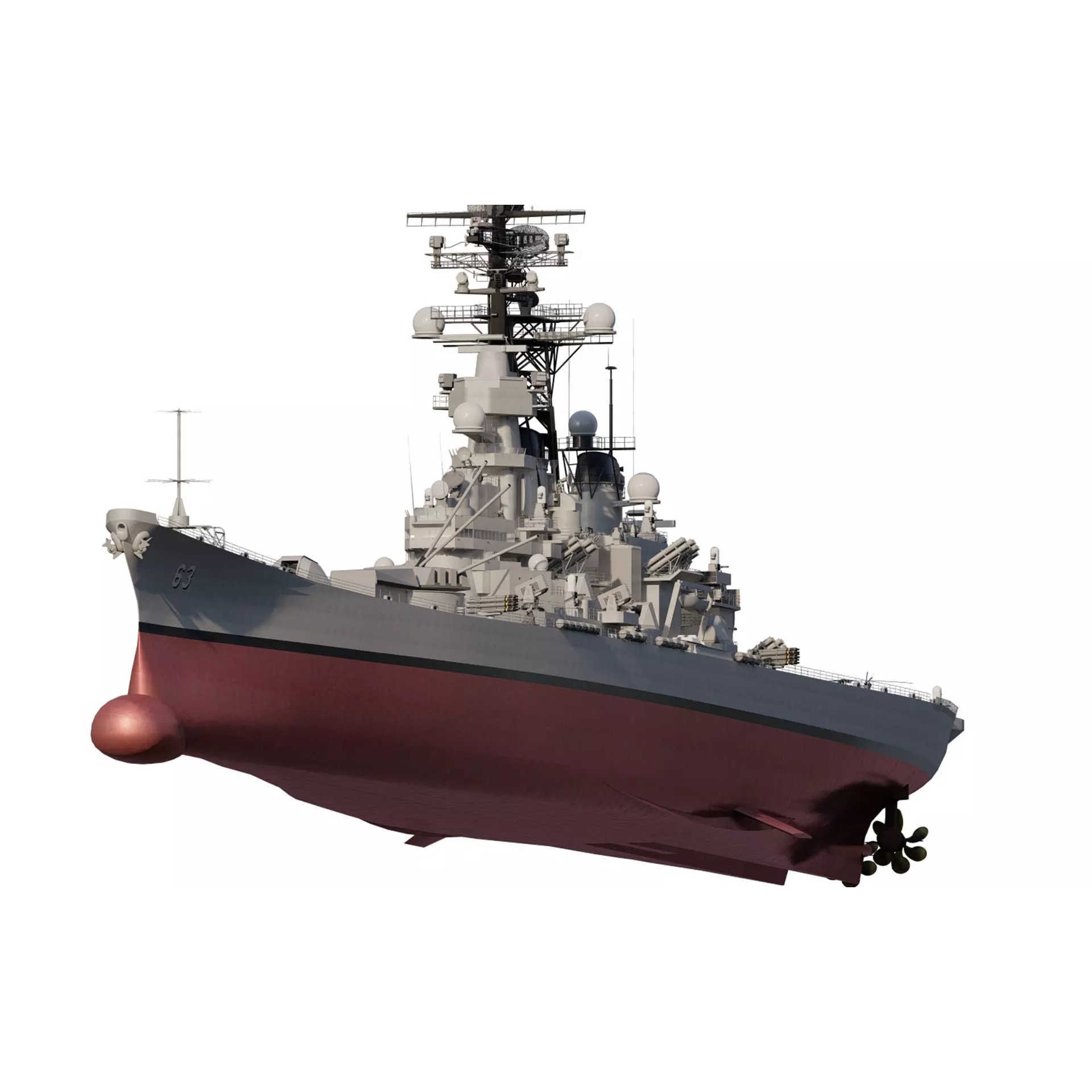 USS Missouri BB-63 - Game-Ready 3D Model - View 2