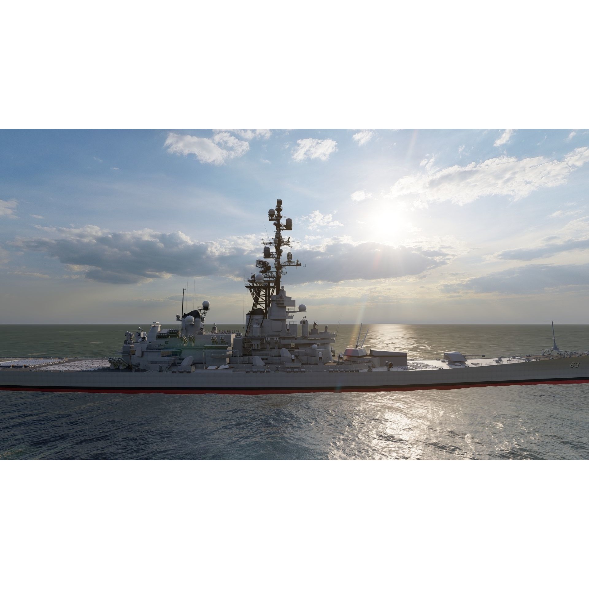 USS Missouri BB-63 - Game-Ready 3D Model - View 3