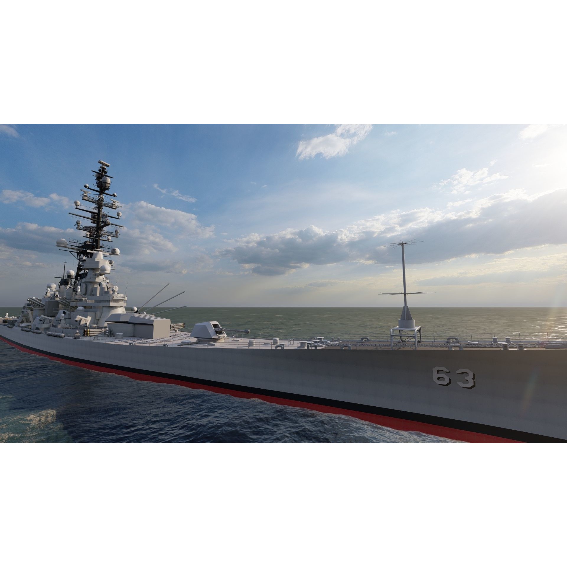 USS Missouri BB-63 - Game-Ready 3D Model - View 4