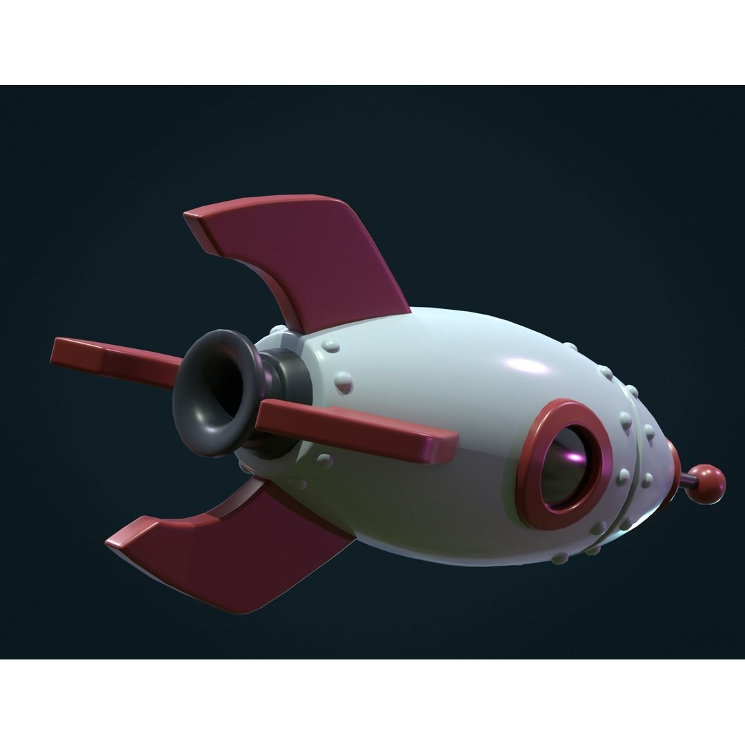 Cartoon Rocket 3D Model – Low Poly PBR Game Asset, FBX, Blender - View 10