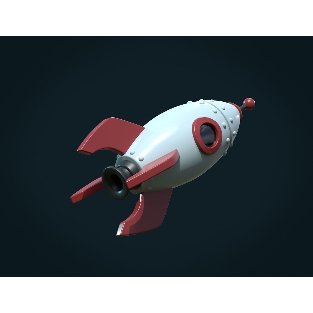 Cartoon Rocket 3D Model – Low Poly PBR Game Asset, FBX, Blender - View 11