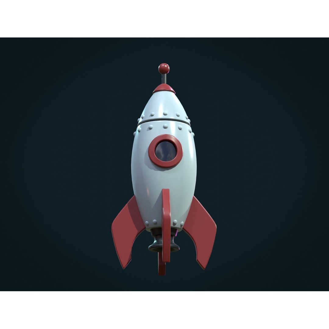 Cartoon Rocket 3D Model – Low Poly PBR Game Asset, FBX, Blender - View 12