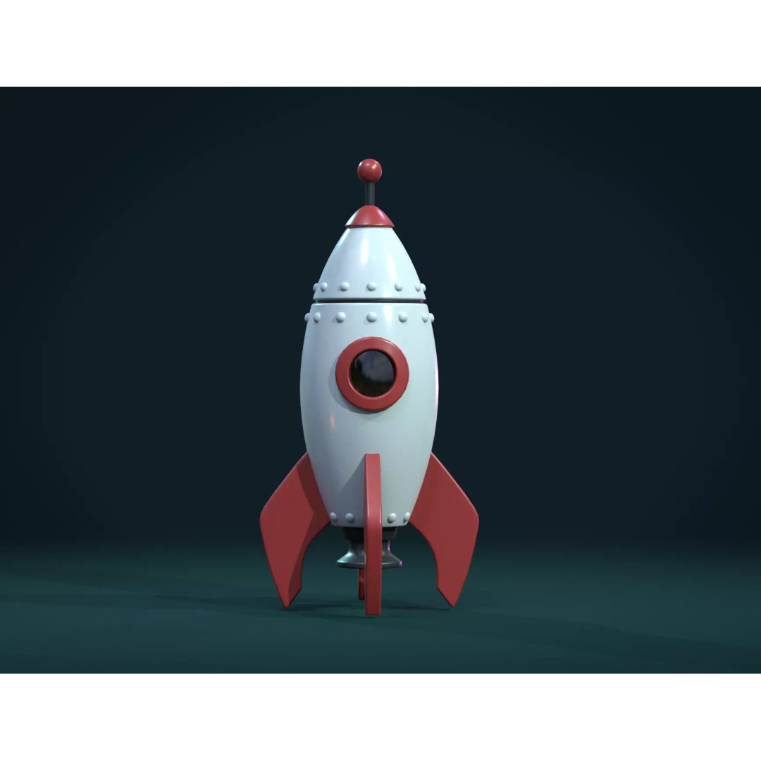 Cartoon Rocket 3D Model – Low Poly PBR Game Asset, FBX, Blender - View 2