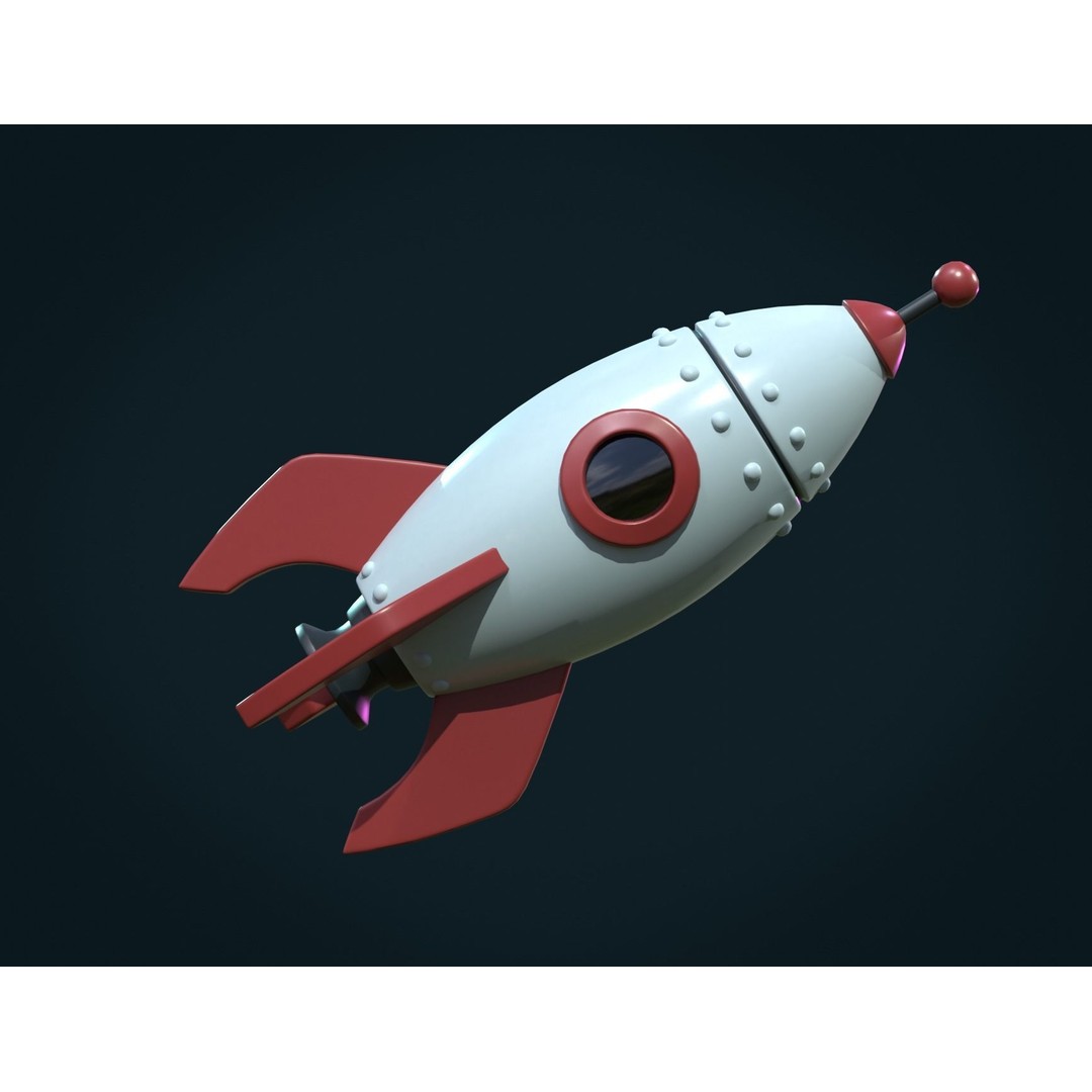Cartoon Rocket 3D Model – Low Poly PBR Game Asset, FBX, Blender - View 3