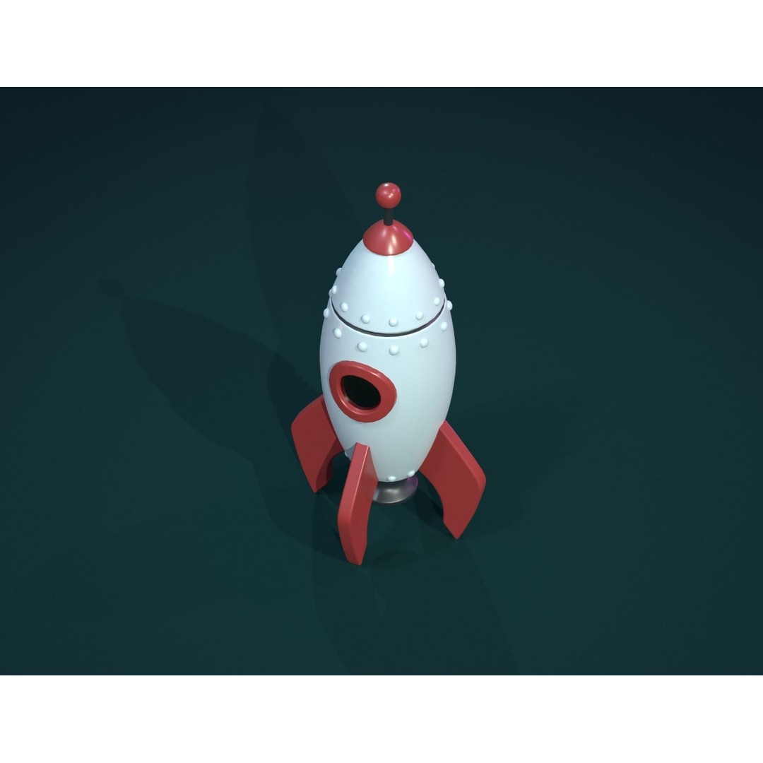 Cartoon Rocket 3D Model – Low Poly PBR Game Asset, FBX, Blender - View 4