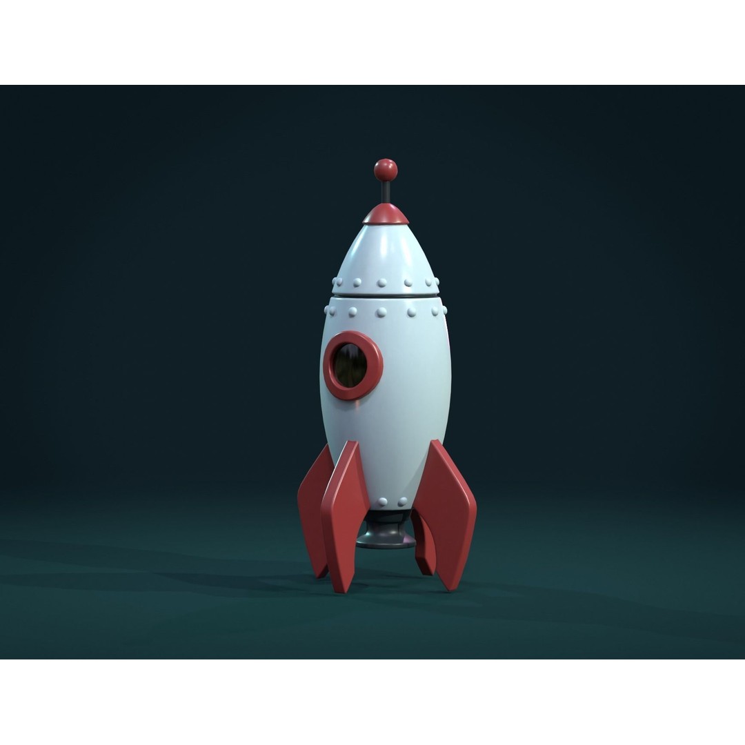 Cartoon Rocket 3D Model – Low Poly PBR Game Asset, FBX, Blender - View 5