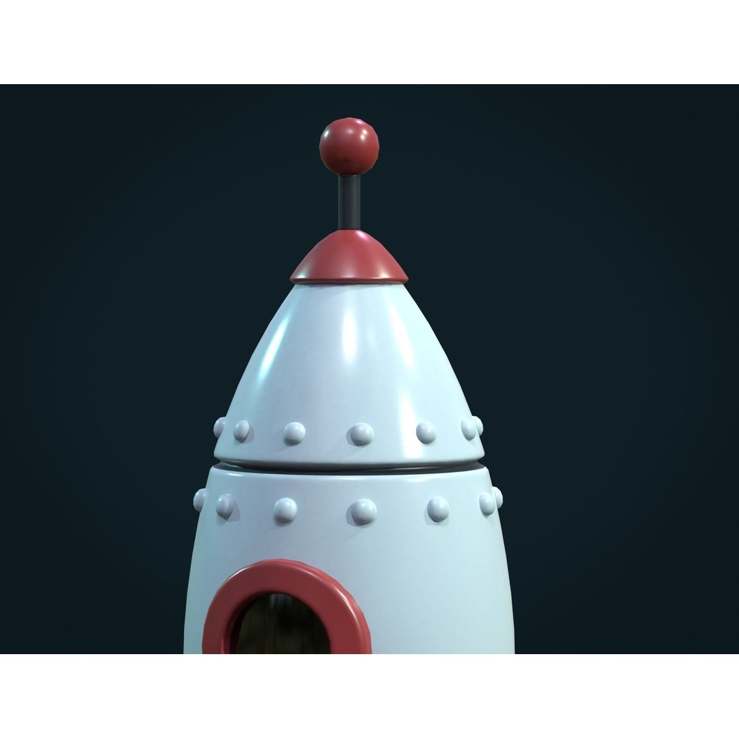 Cartoon Rocket 3D Model – Low Poly PBR Game Asset, FBX, Blender - View 6