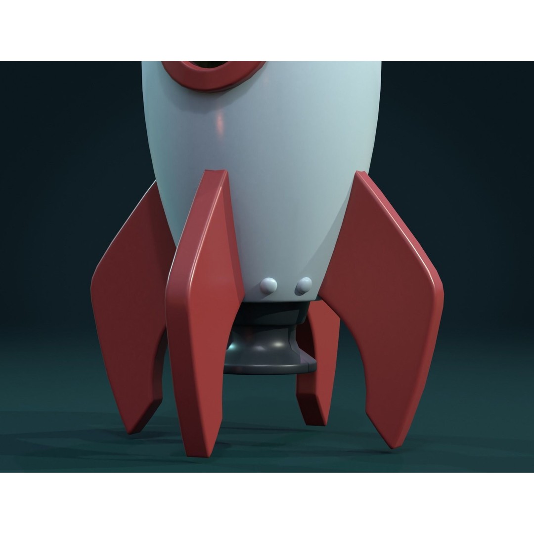 Cartoon Rocket 3D Model – Low Poly PBR Game Asset, FBX, Blender - View 7