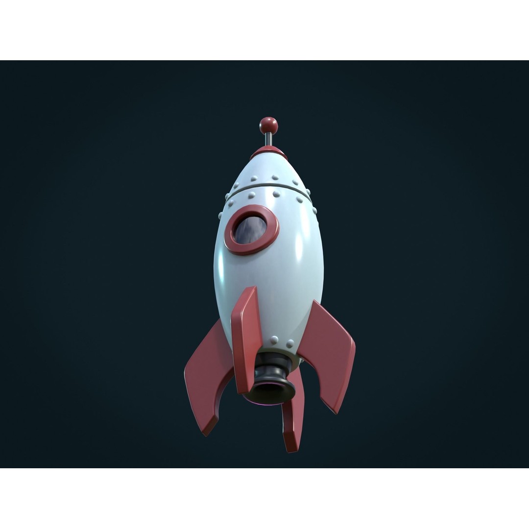 Cartoon Rocket 3D Model – Low Poly PBR Game Asset, FBX, Blender - View 9