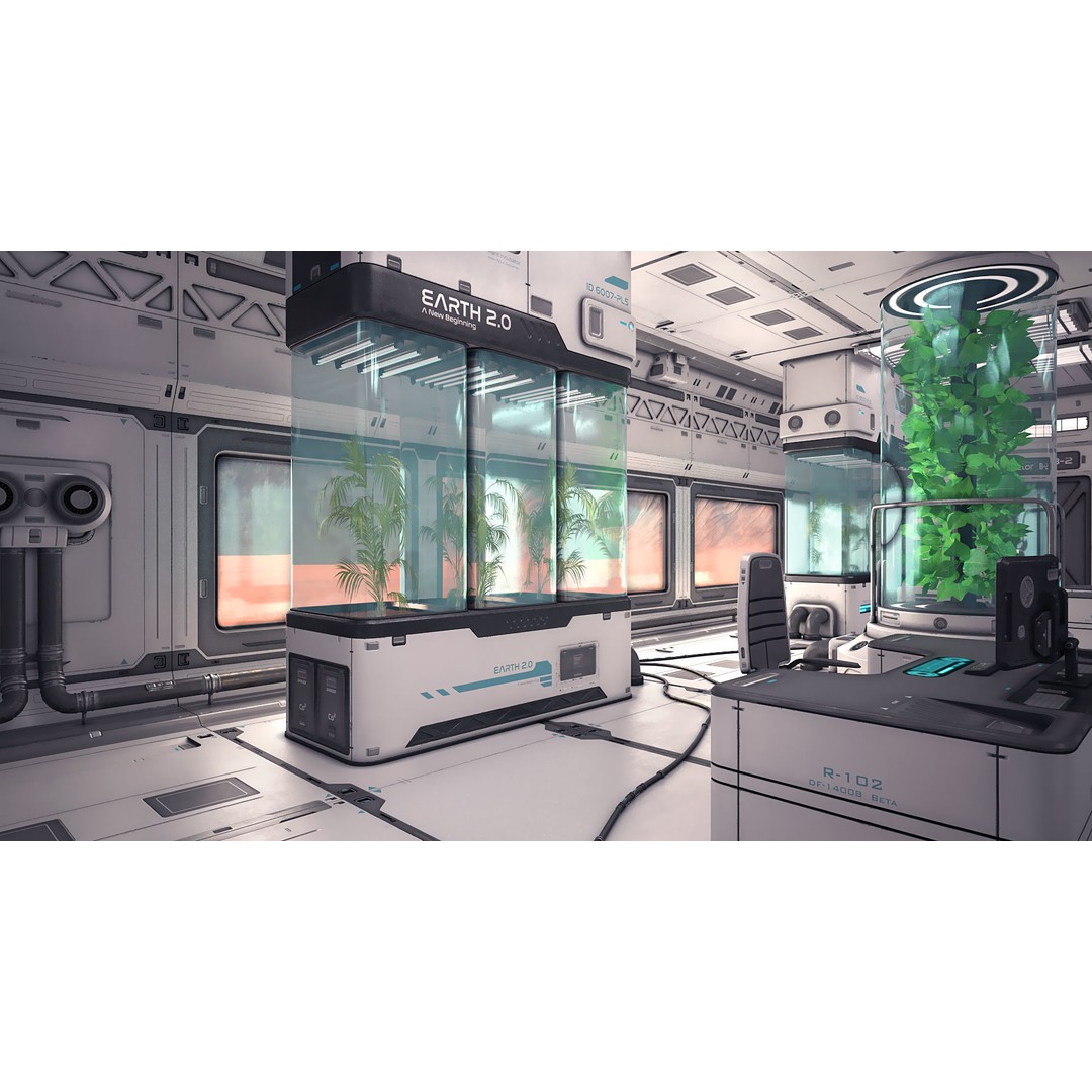 Sci-Fi Laboratory 3D Model – Futuristic Lab Interior, PBR Textures - View 3