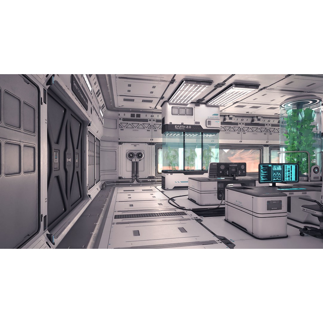 Sci-Fi Laboratory 3D Model – Futuristic Lab Interior, PBR Textures - View 4
