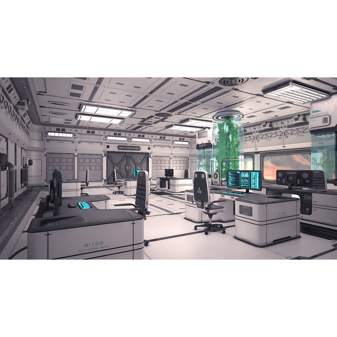 Sci-Fi Laboratory 3D Model – Futuristic Lab Interior, PBR Textures - View 5