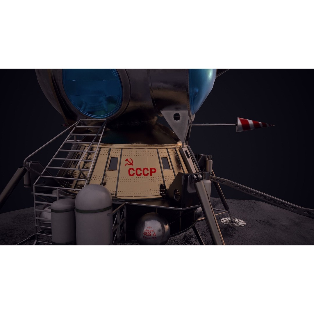 Soviet Lunar Lander 3D Model – Low Poly Game Asset, FBX, PBR