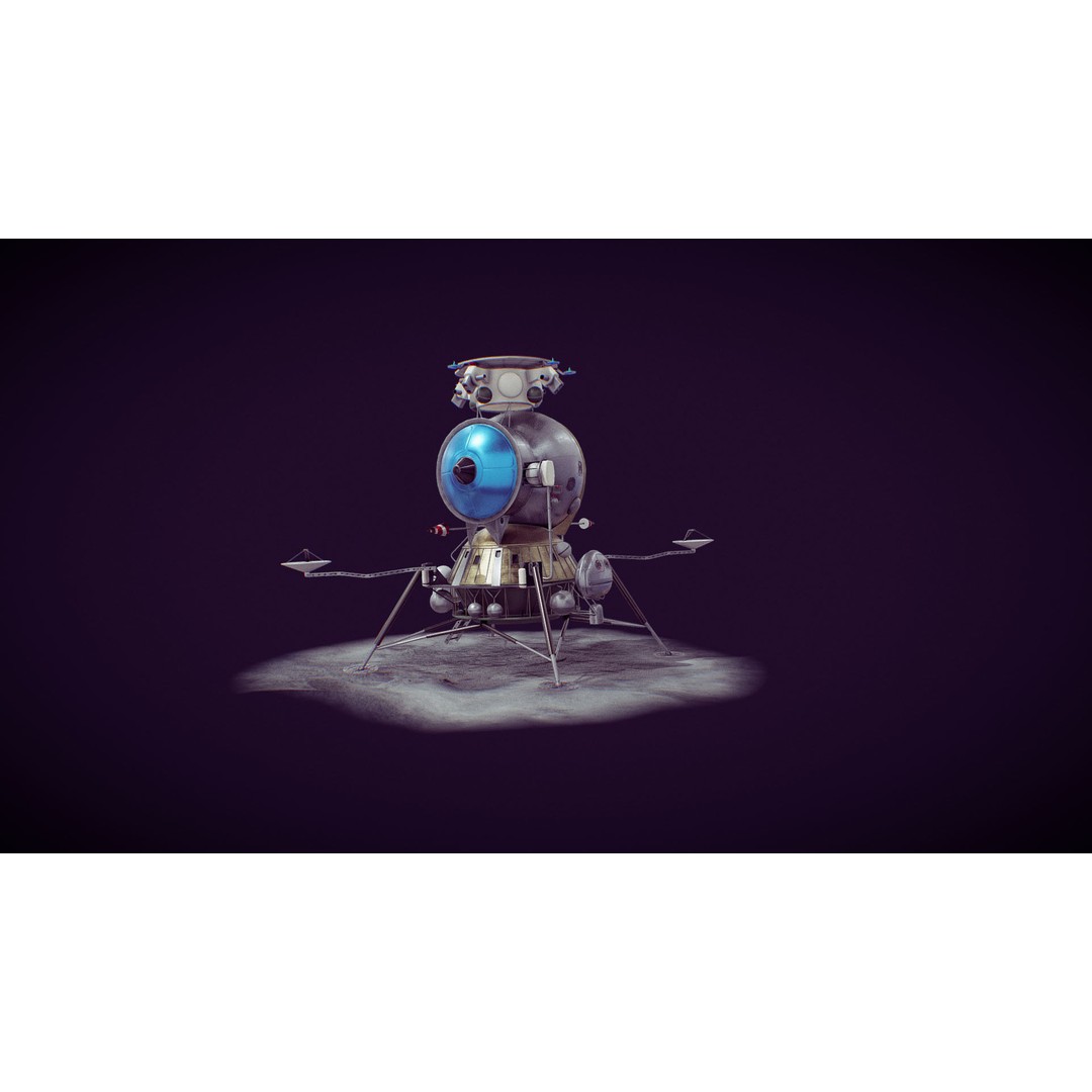 Soviet Lunar Lander 3D Model – Low Poly Game Asset, FBX, PBR - View 10