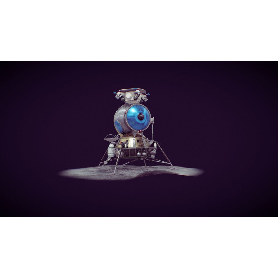 Soviet Lunar Lander 3D Model – Low Poly Game Asset, FBX, PBR - View 11