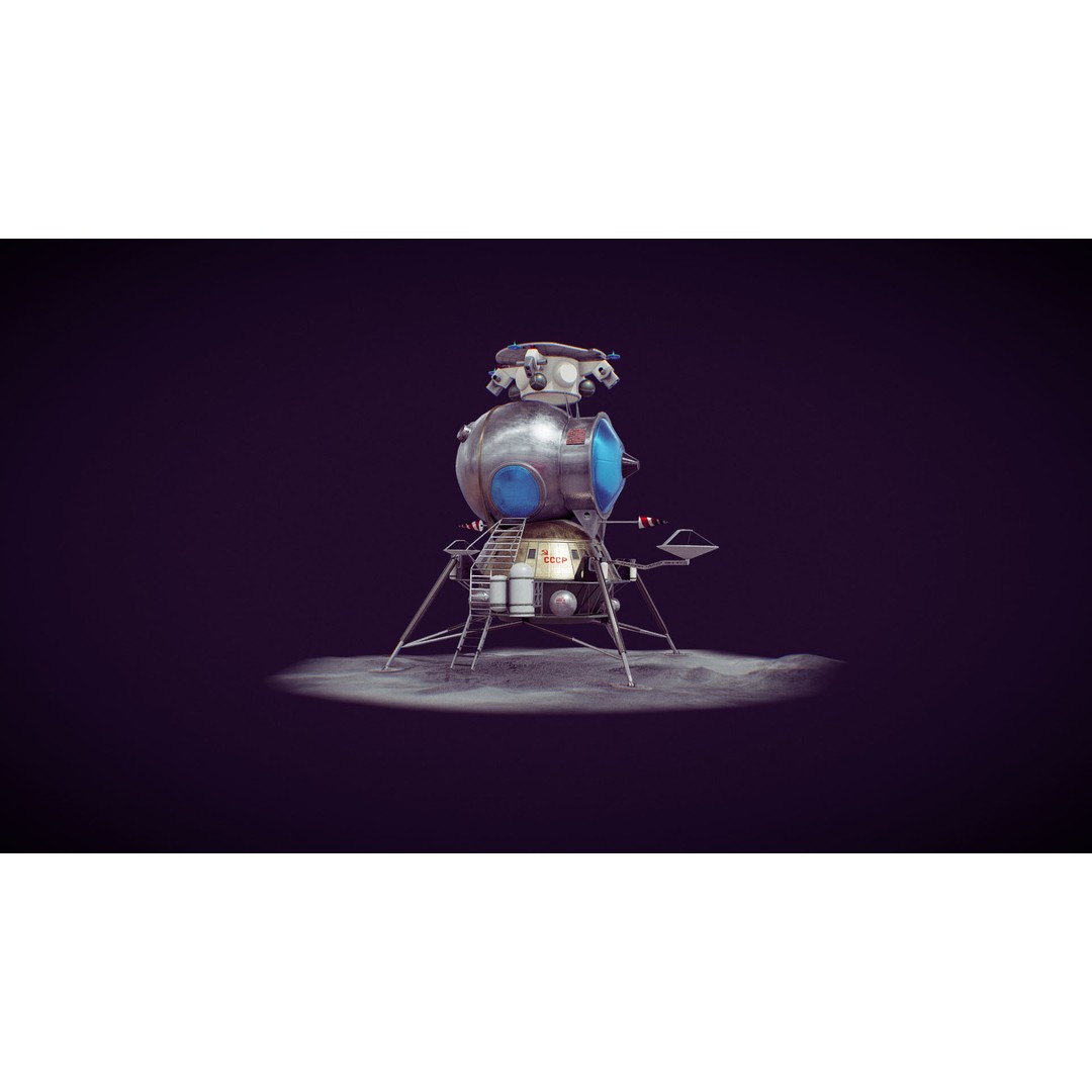 Soviet Lunar Lander 3D Model – Low Poly Game Asset, FBX, PBR - View 12