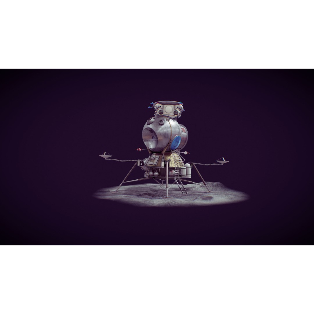 Soviet Lunar Lander 3D Model – Low Poly Game Asset, FBX, PBR - View 13