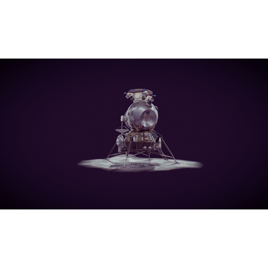 Soviet Lunar Lander 3D Model – Low Poly Game Asset, FBX, PBR - View 14