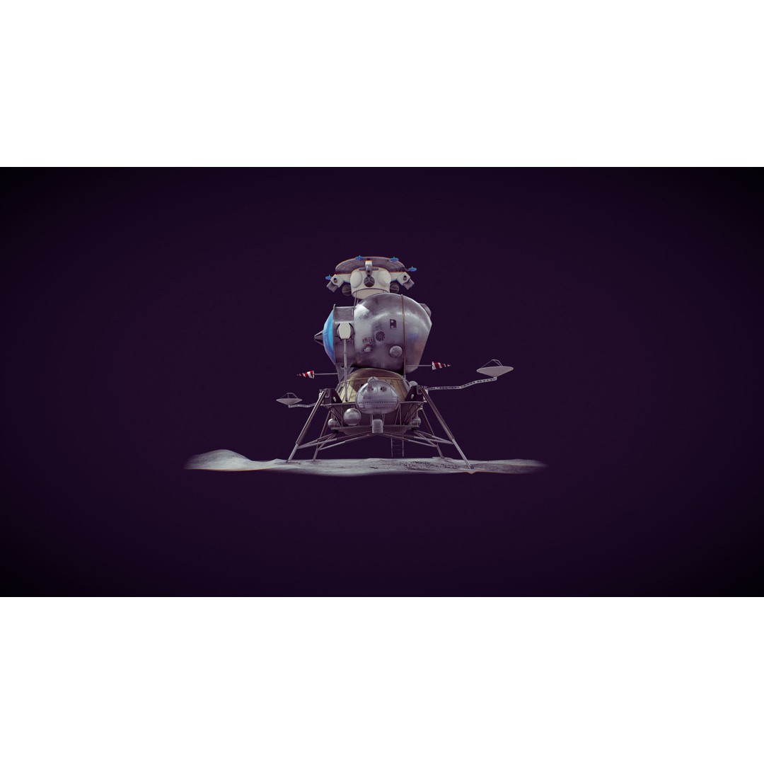 Soviet Lunar Lander 3D Model – Low Poly Game Asset, FBX, PBR - View 15