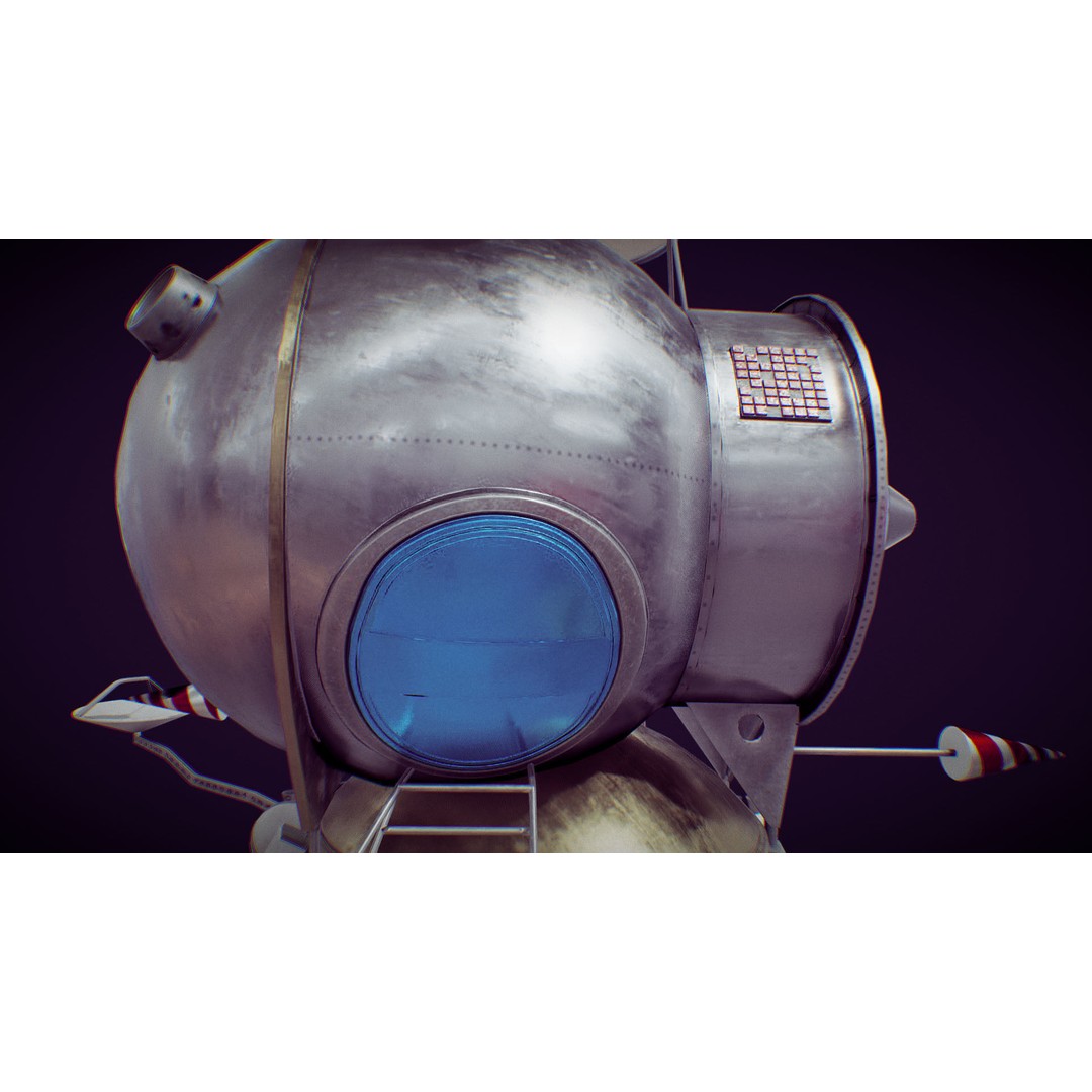 Soviet Lunar Lander 3D Model – Low Poly Game Asset, FBX, PBR - View 16