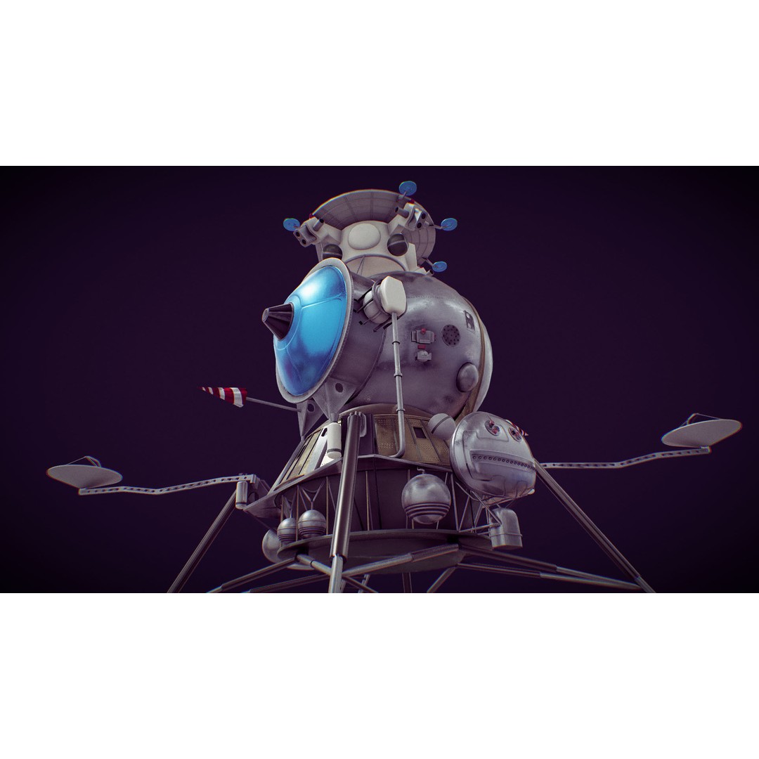 Soviet Lunar Lander 3D Model – Low Poly Game Asset, FBX, PBR - View 17