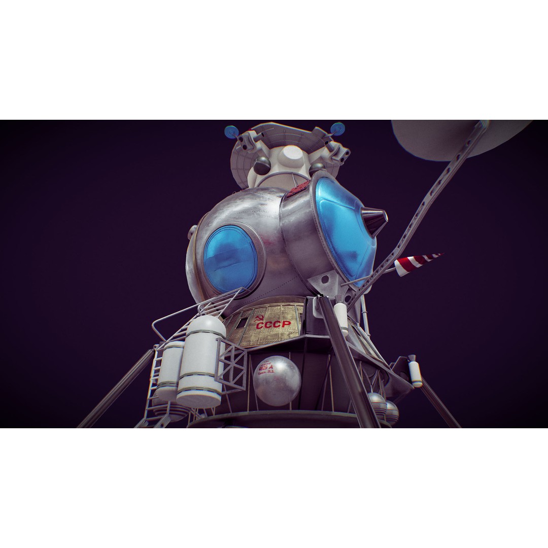 Soviet Lunar Lander 3D Model – Low Poly Game Asset, FBX, PBR - View 19