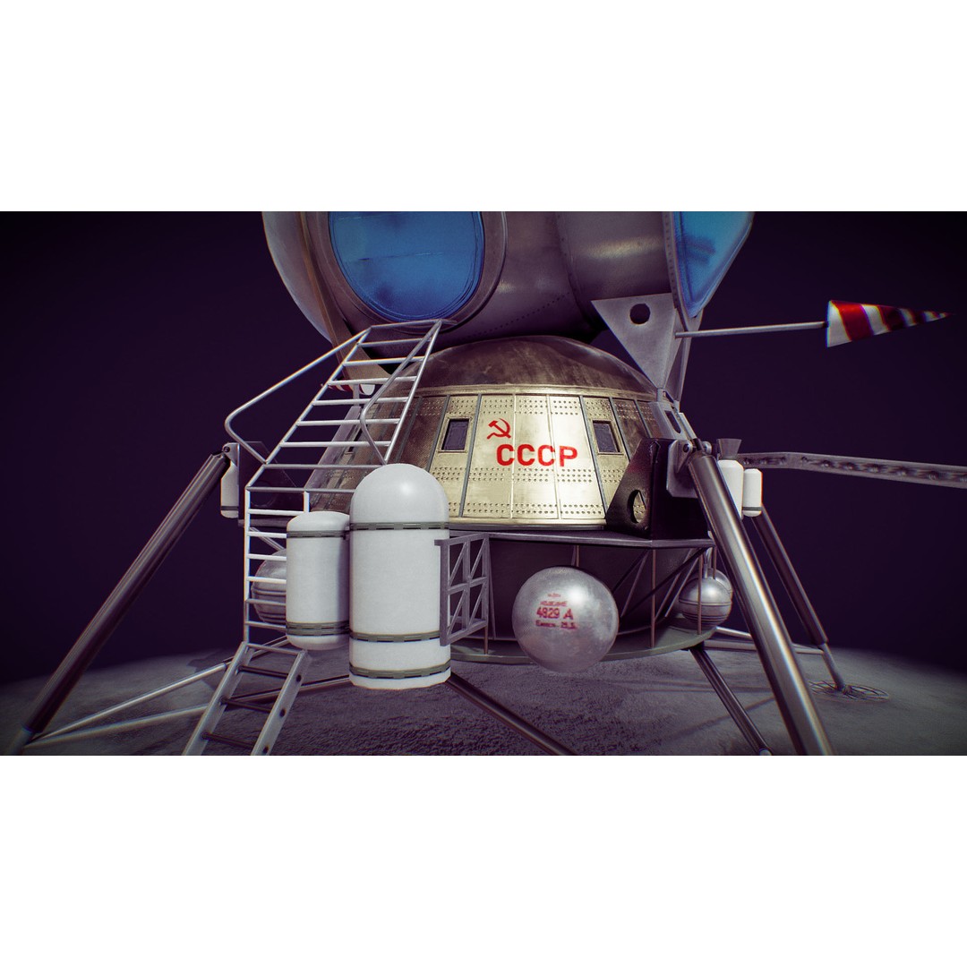 Soviet Lunar Lander 3D Model – Low Poly Game Asset, FBX, PBR - View 23
