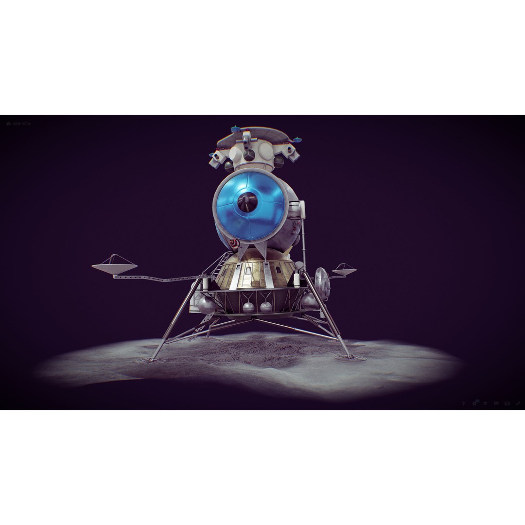 Soviet Lunar Lander 3D Model – Low Poly Game Asset, FBX, PBR - View 24