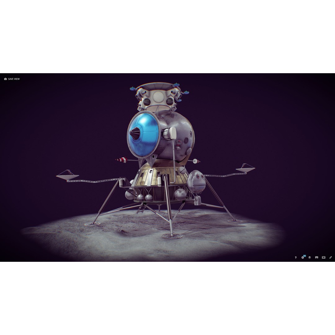 Soviet Lunar Lander 3D Model – Low Poly Game Asset, FBX, PBR - View 25
